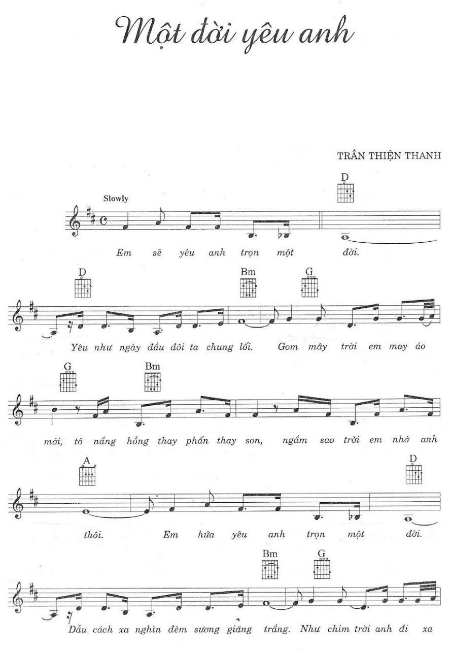 Sheet nhạc Một Đời Yêu Em